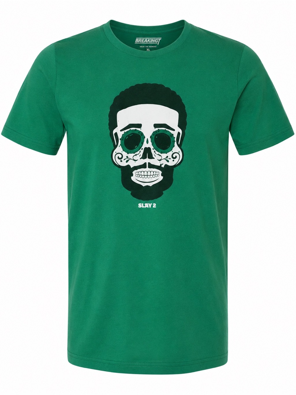 NEW Breaking T Men's Darius Slay Sugar Skull Short Sleeve T-Shirt Green Size L